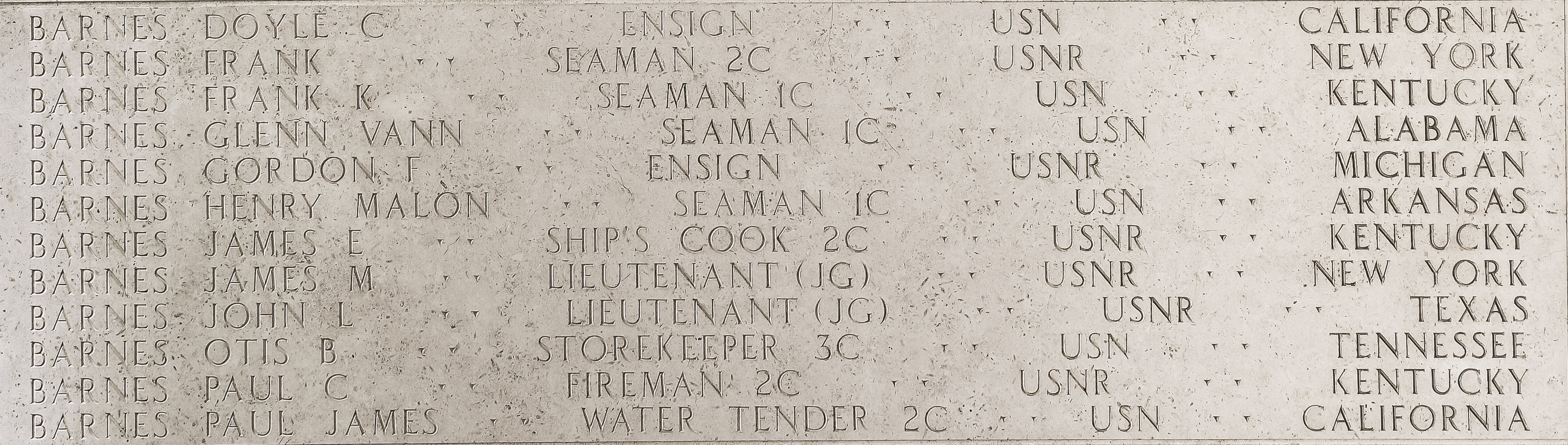 Doyle C. Barnes, Ensign